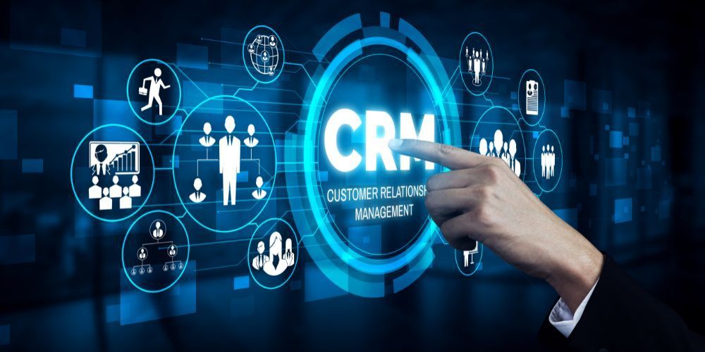 Pharmaceutical rep using AI-powered CRM to manage healthcare provider relationships
