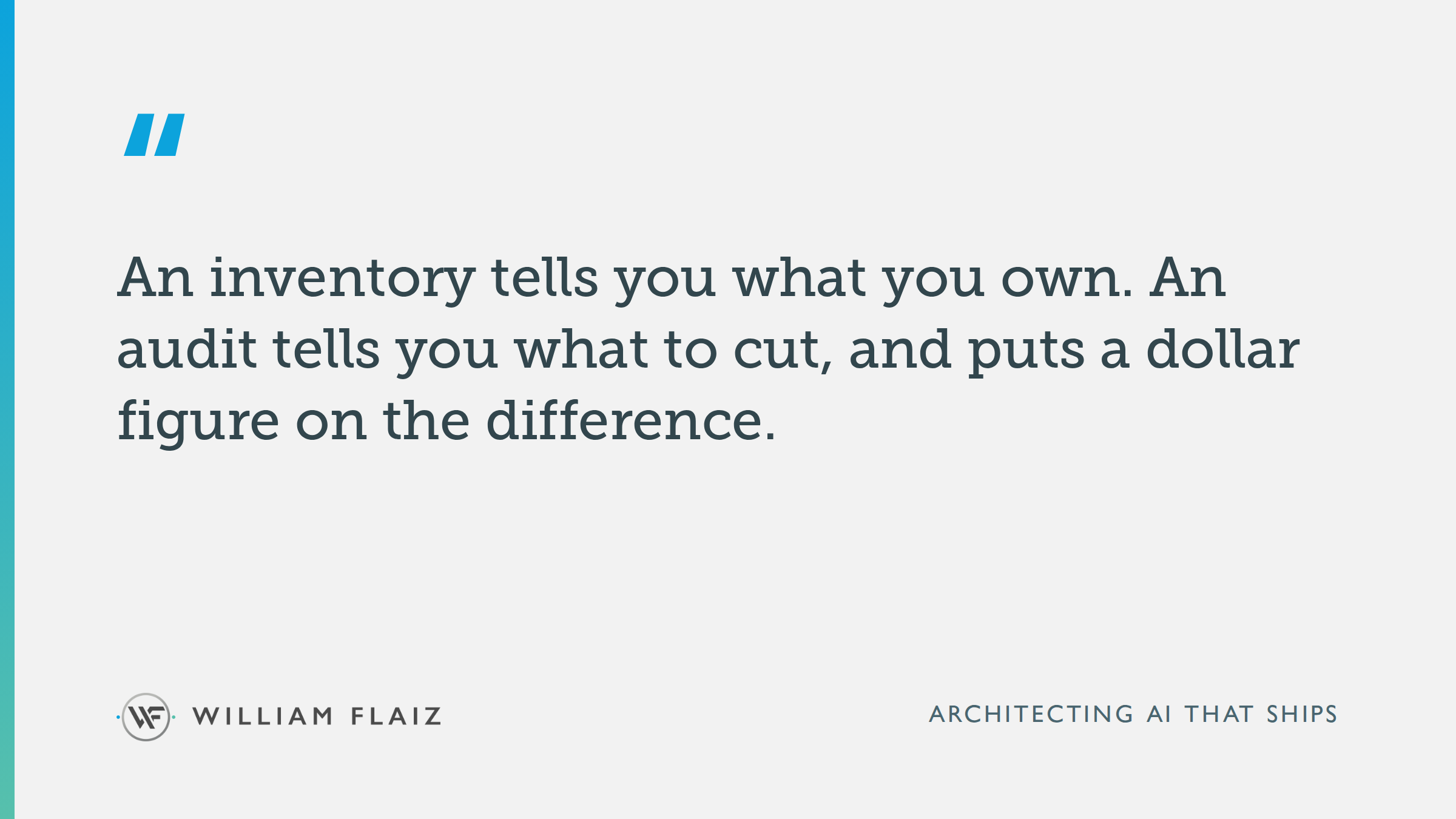 An inventory tells you what you own. An audit tells you what to cut, and puts a dollar figure on the difference.
